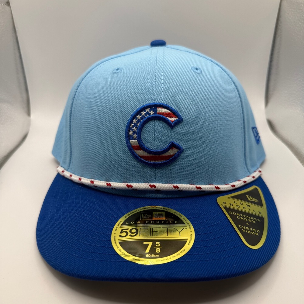 New Era Chicago Cubs July 4th 59FIFTY Low Profile Fitted Hat 7 5/8 Blue 60672788